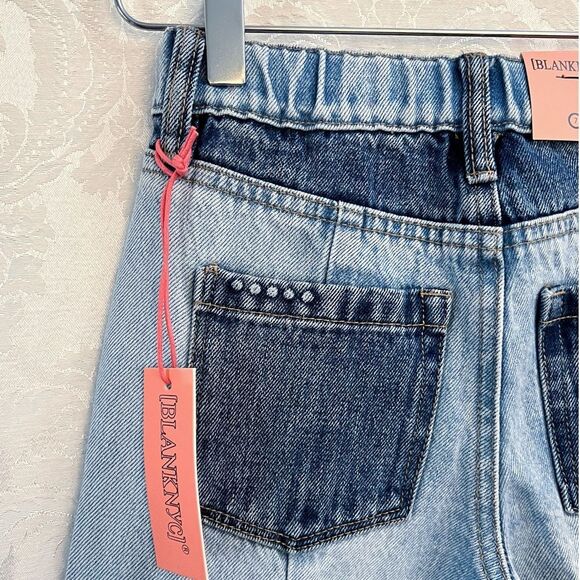 Blank NYC Girls' NWT Fare Warning Color Blocked Cropped Jeans Size 7 Kids New - Picture 6 of 11